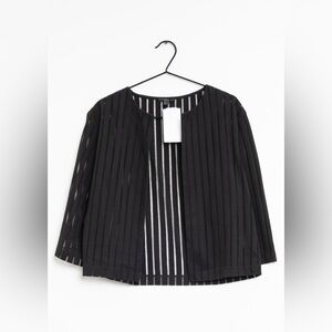 COS black sheer stripe open cardigan jacket